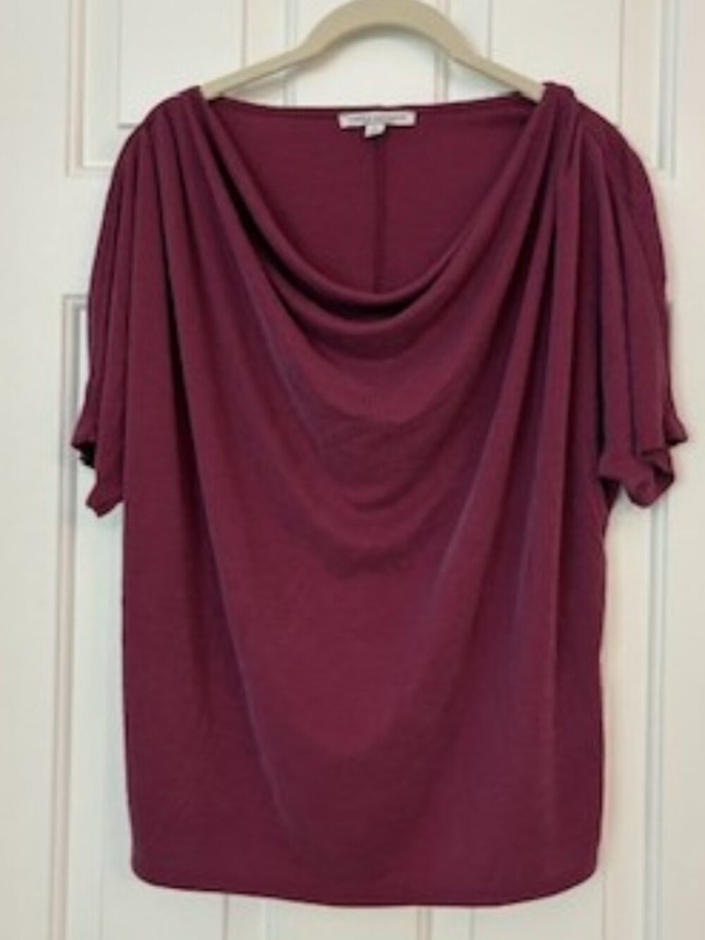 Green Envelope Cowl Neck Top Berry Wine